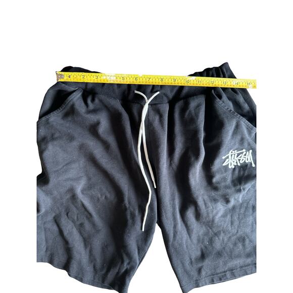Stussy Black Embroidered Logo Cotton Drawstring Shorts - Picture 7 of 8
